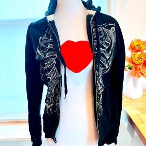 Paul Frank Y2K Rib Cage Heart Zip Up Hoodie